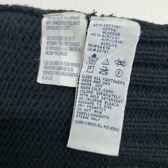 Vtg Tommy Hilfiger Womens M Fair Isle Sweater Cardigan Black Full Zip Cotton Bln - Picture 6 of 16